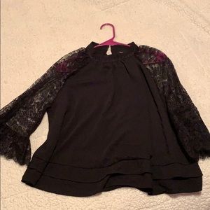Black lace high neck shirt